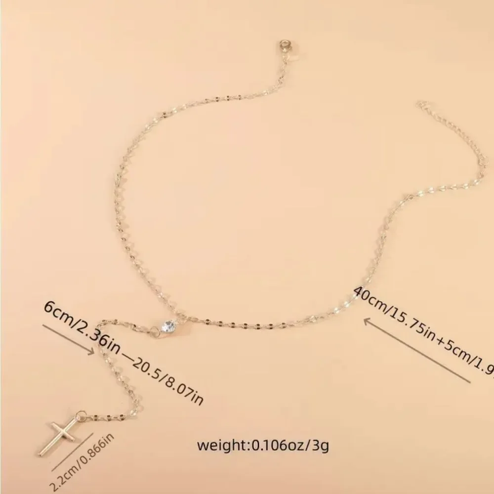 Ladies Elegant Silver Cross Necklace